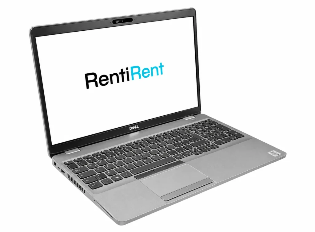 Makieta przedstawiająca laptop DELL Latitude 5511 z logiem RentiRent na pulpicie